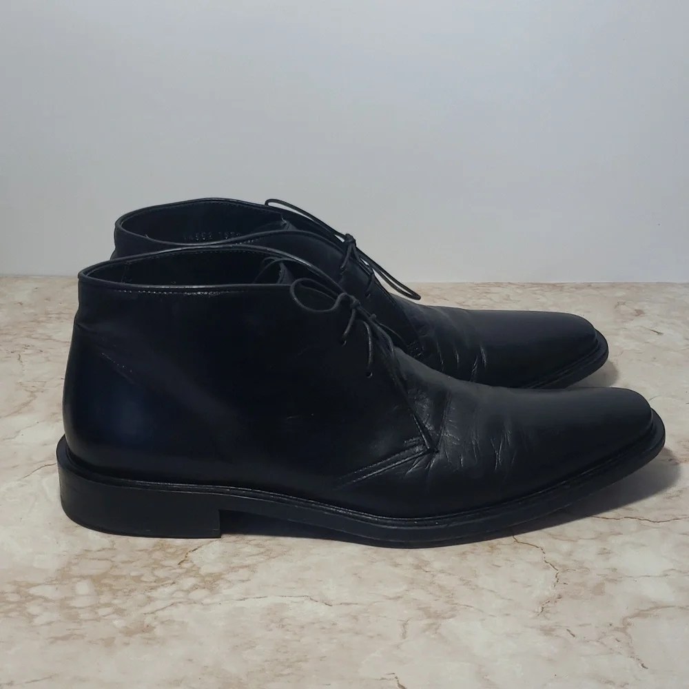 Hugo Boss Black Leather Men's Boots Shoes Size 10